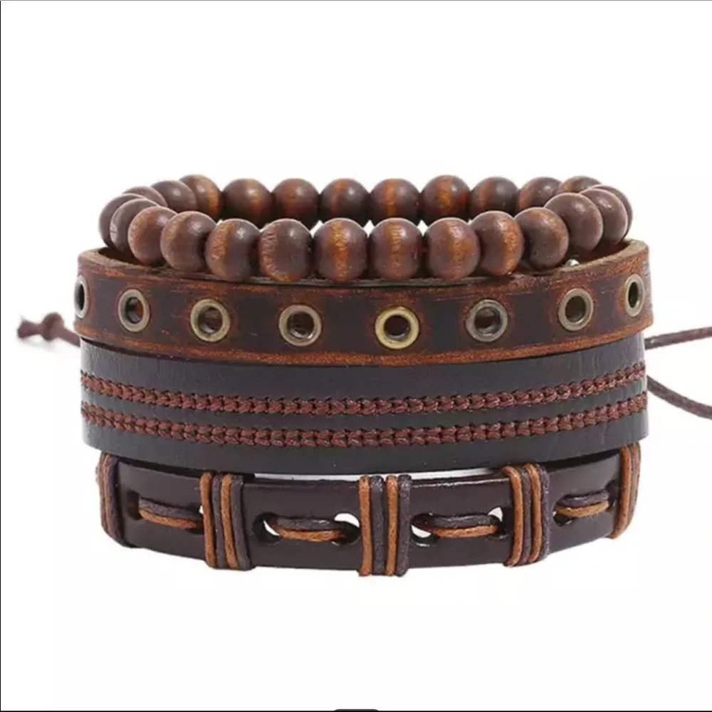 🌟🌟 Men’s Genuine Leather layered Bracelet